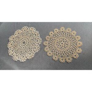Set Of 2 Handmade Vintage Crochet Tatted Doilies 8-Inch Diameter
